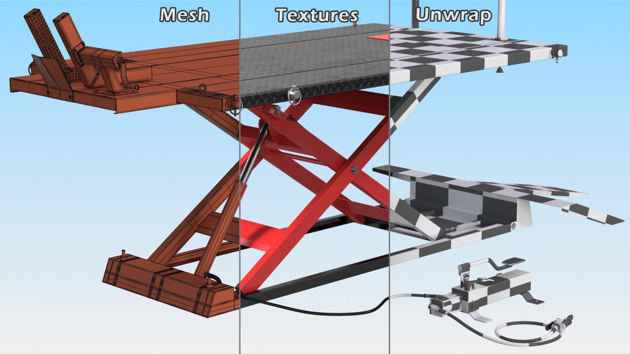 Motorcycle ATV Lift Table Rigged 3D