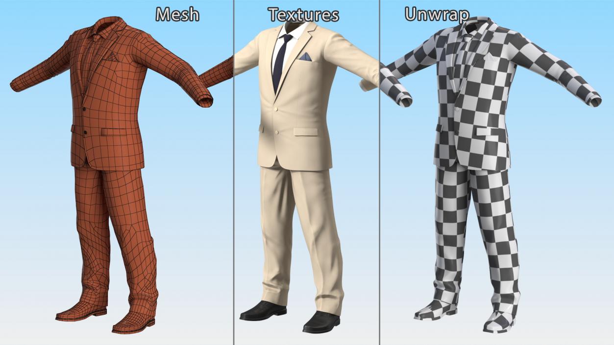 3D Formal Beige Men Suit