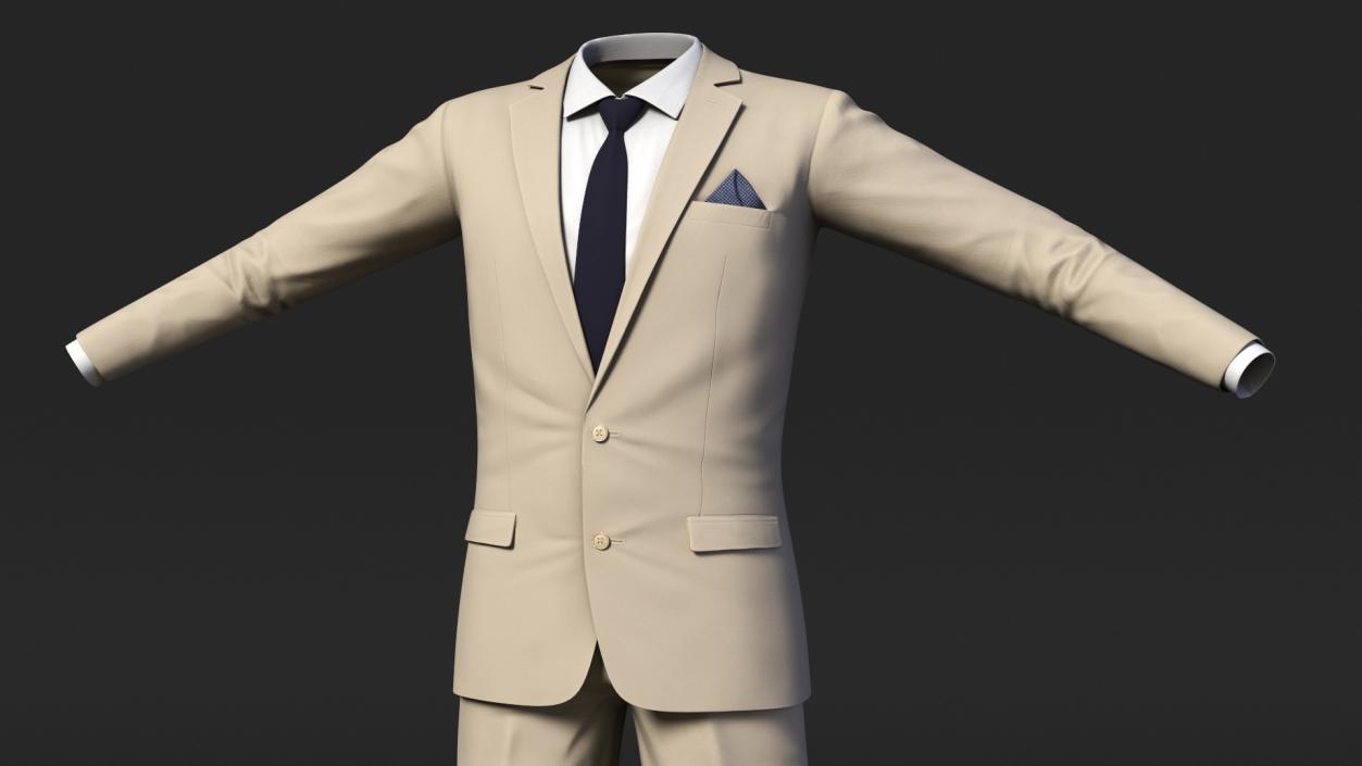 3D Formal Beige Men Suit