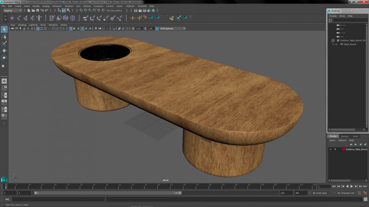 Outdoor Table Bench Wood 3D model