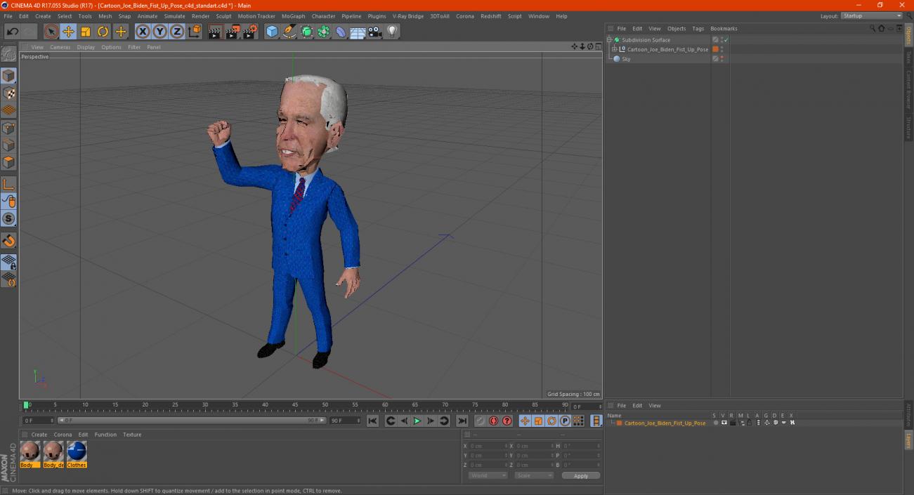 3D model Cartoon Joe Biden Fist Up Pose