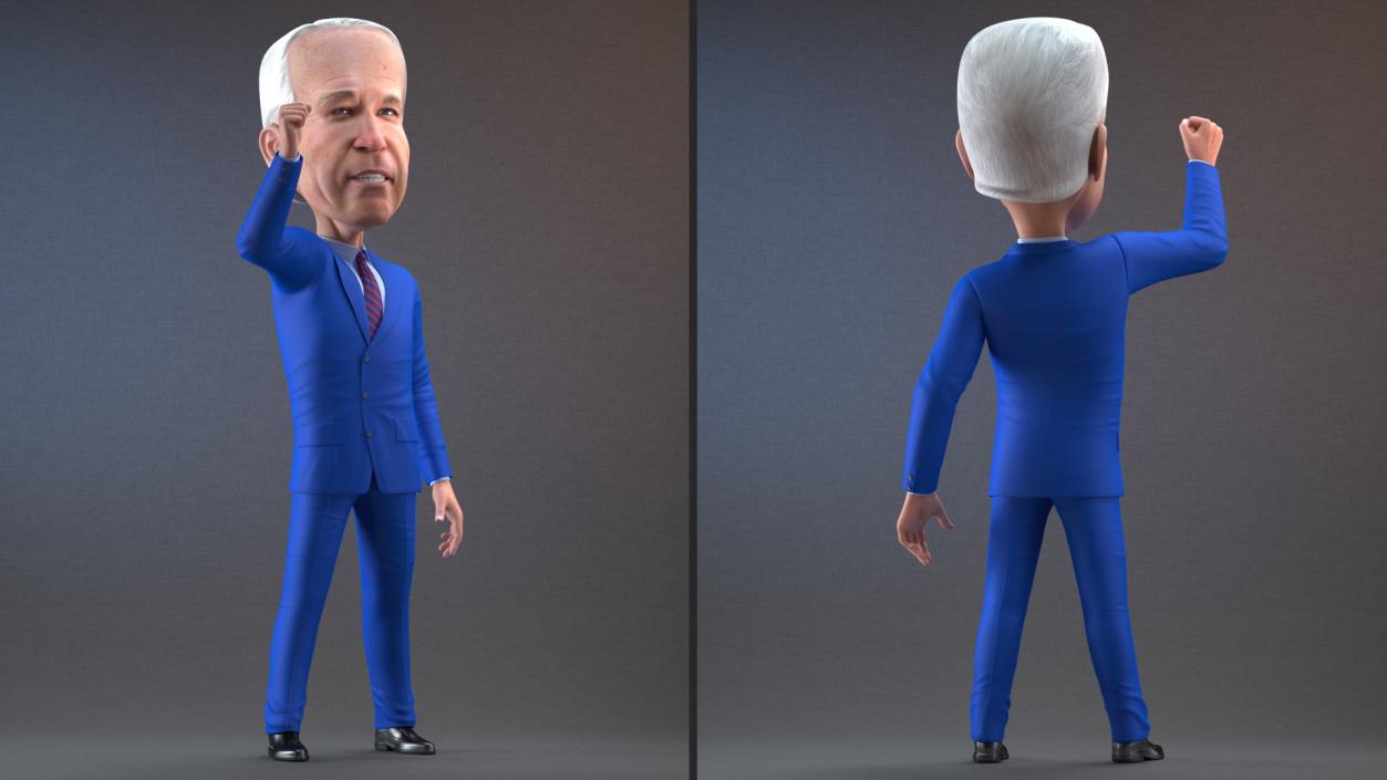 3D model Cartoon Joe Biden Fist Up Pose