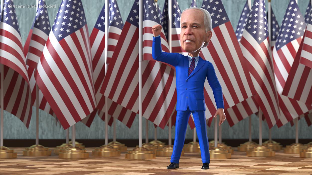 3D model Cartoon Joe Biden Fist Up Pose