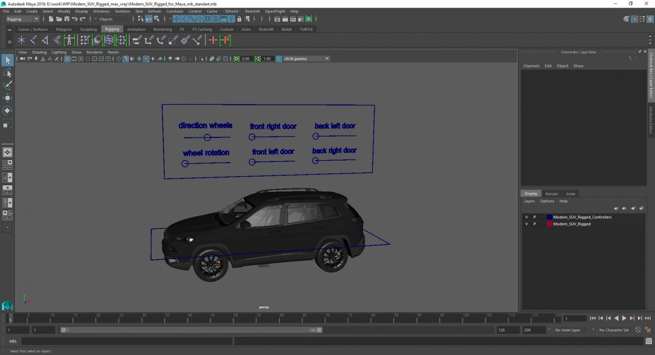 3D Modern SUV Rigged for Maya