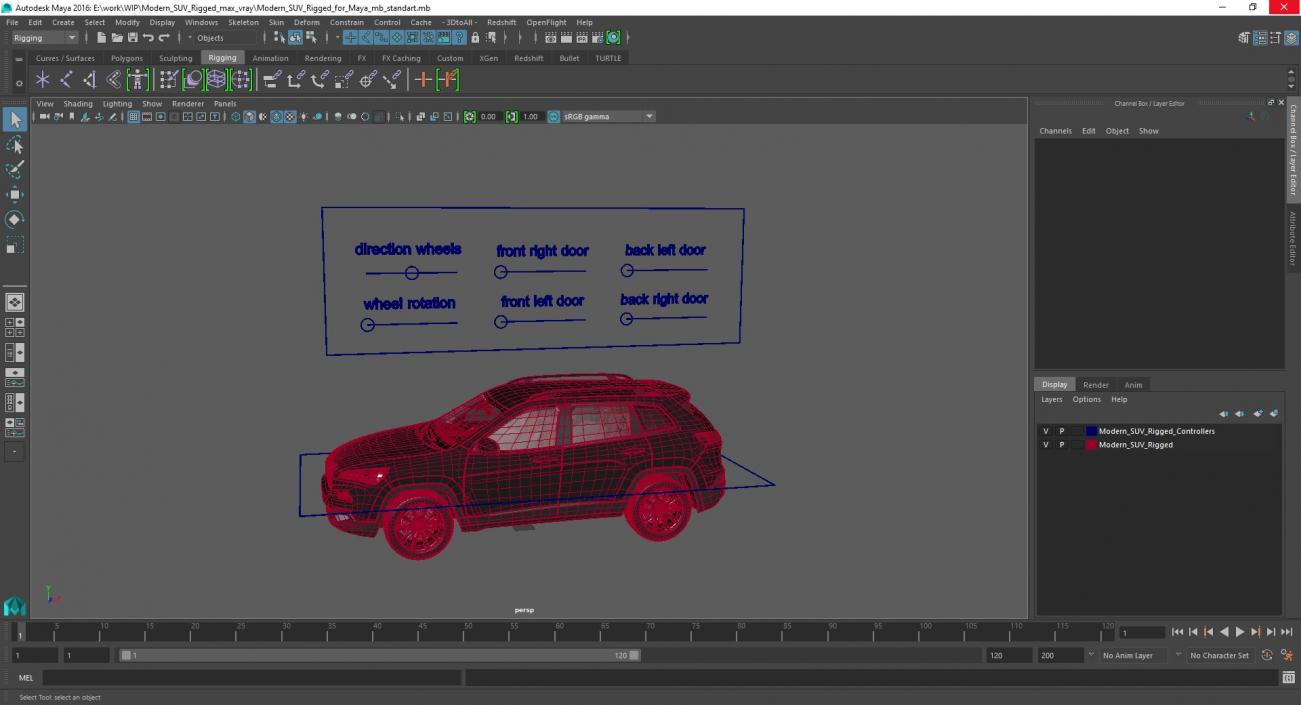 3D Modern SUV Rigged for Maya