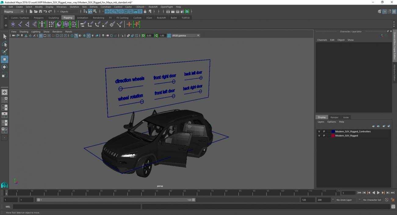 3D Modern SUV Rigged for Maya