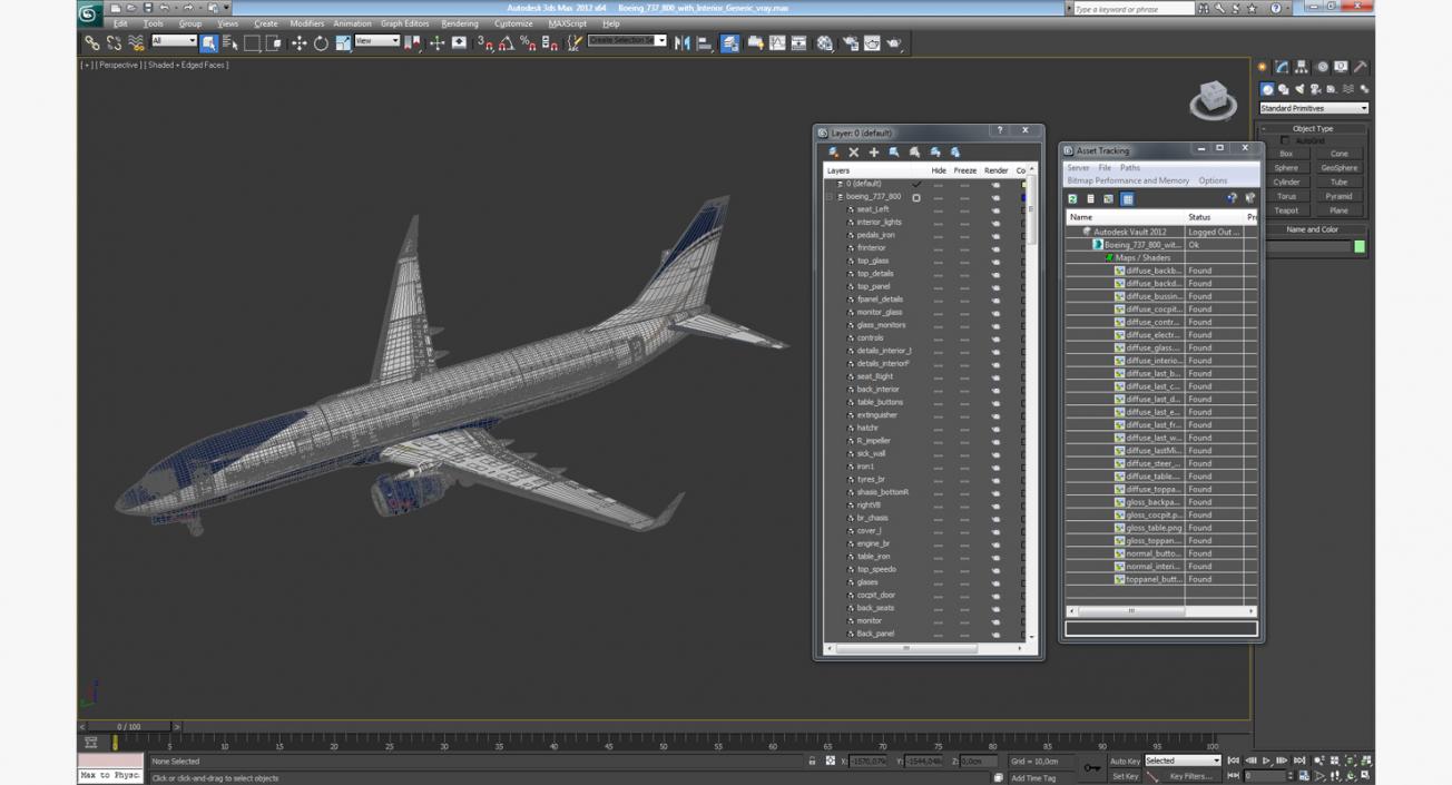 3D Boeing 737-800 with Interior Generic