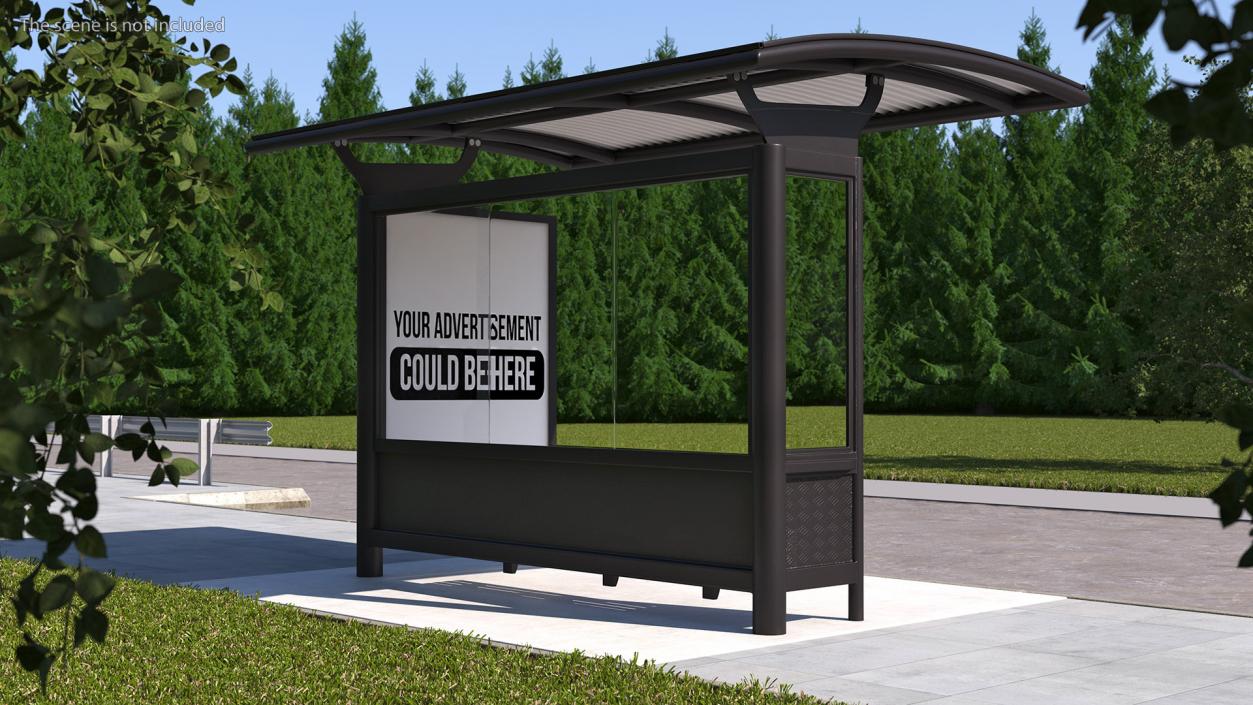 3D Bus Stop with Advertisement Board Black New model