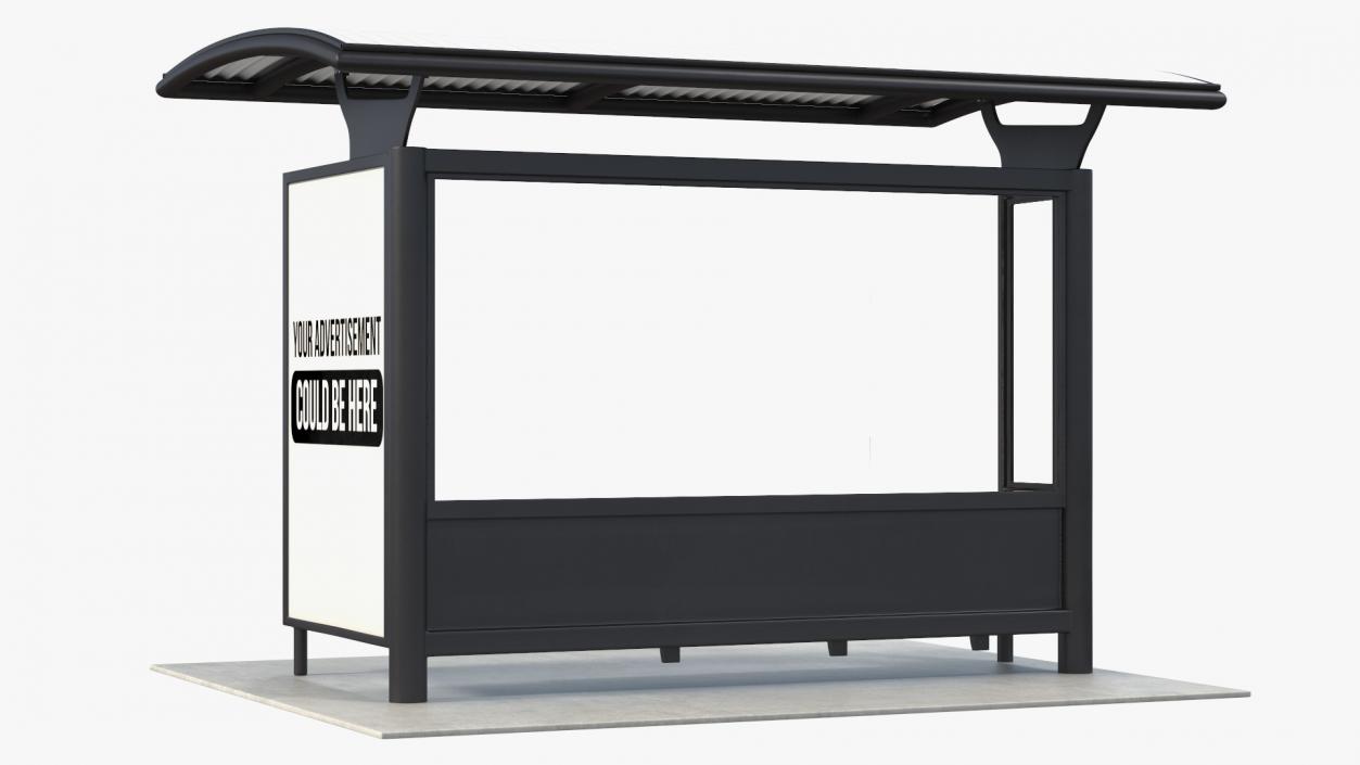 3D Bus Stop with Advertisement Board Black New model