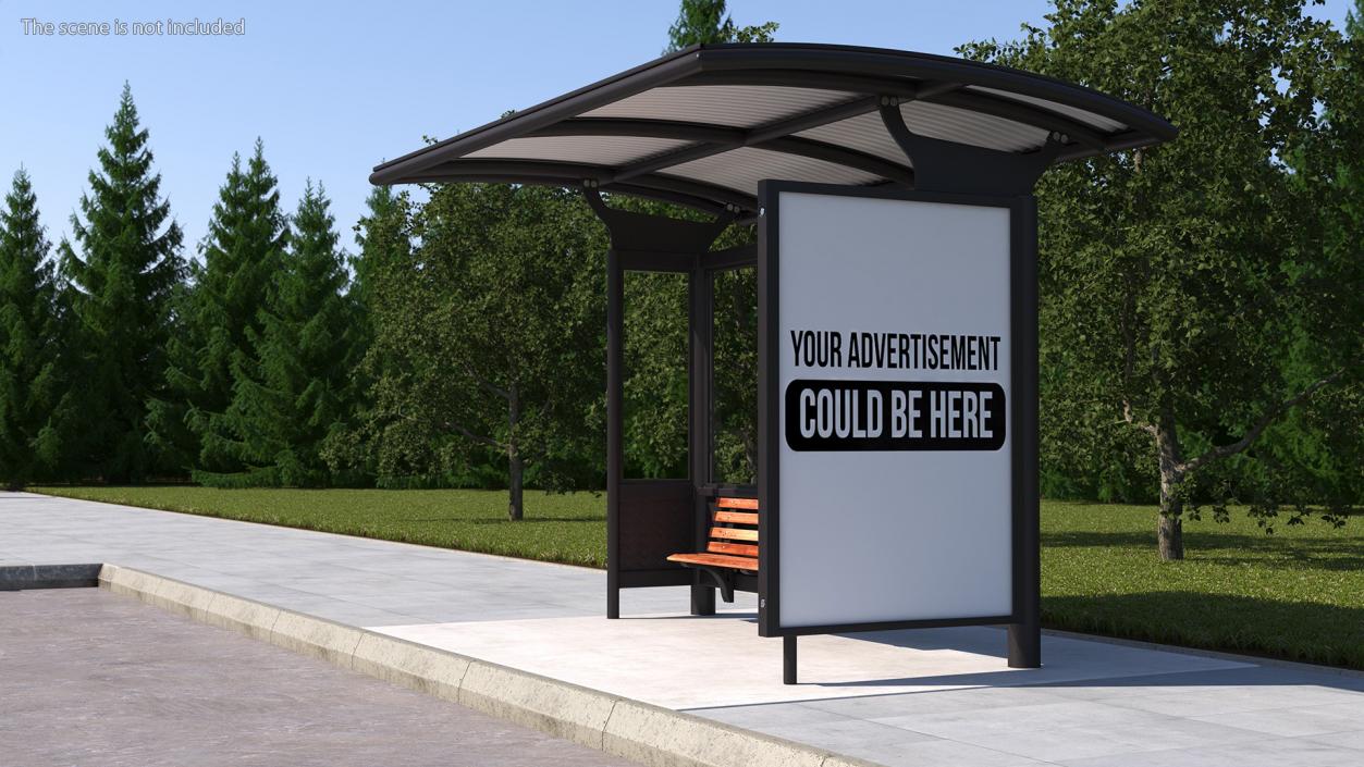 3D Bus Stop with Advertisement Board Black New model