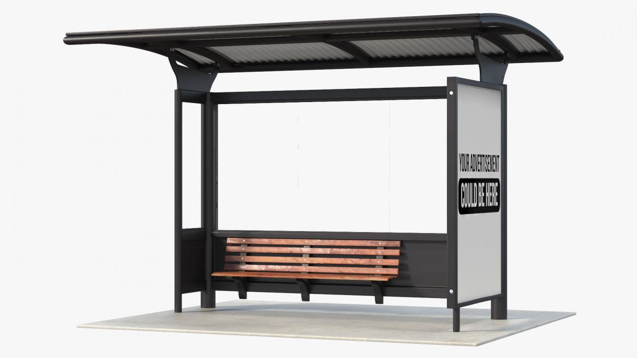 3D Bus Stop with Advertisement Board Black New model