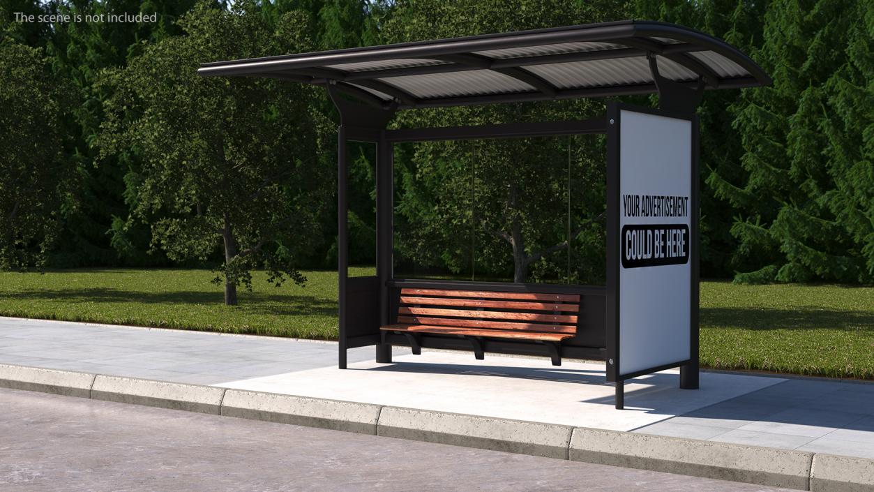 3D Bus Stop with Advertisement Board Black New model