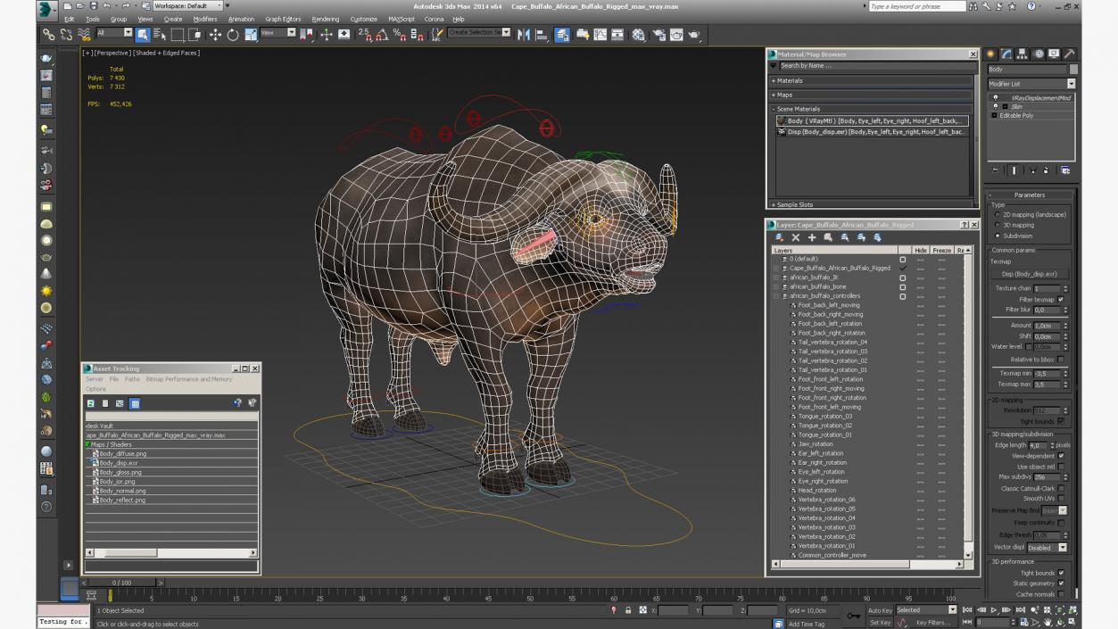 3D model Cape Buffalo African Buffalo Rigged