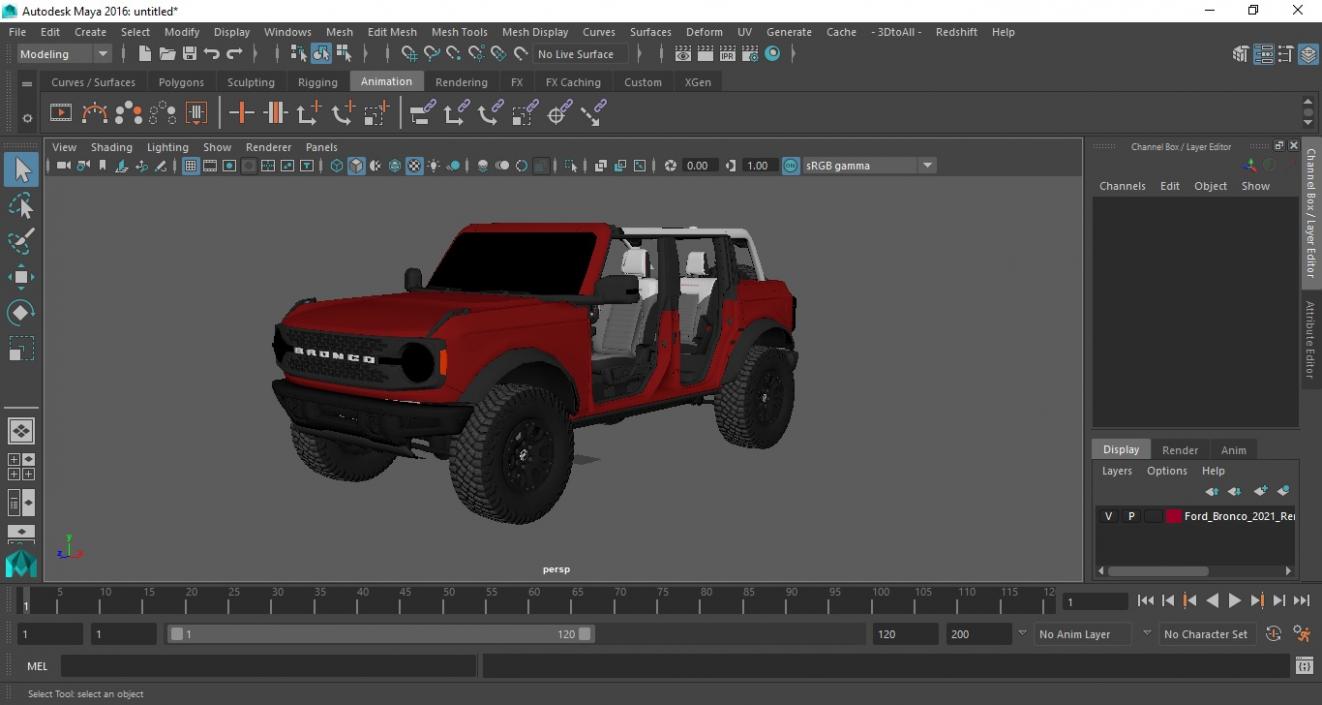 3D Ford Bronco 2021 Concept Removed Doors model