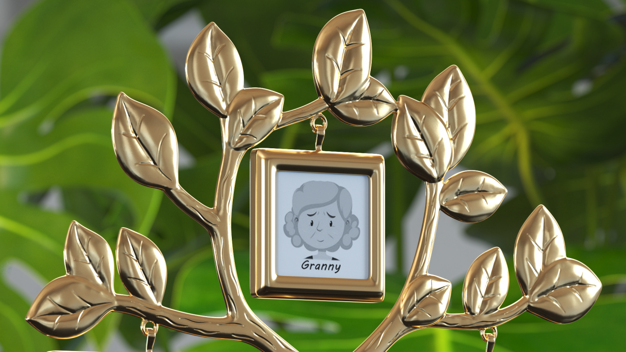 3D Golden Family Tree and Hanging Photo Frames model