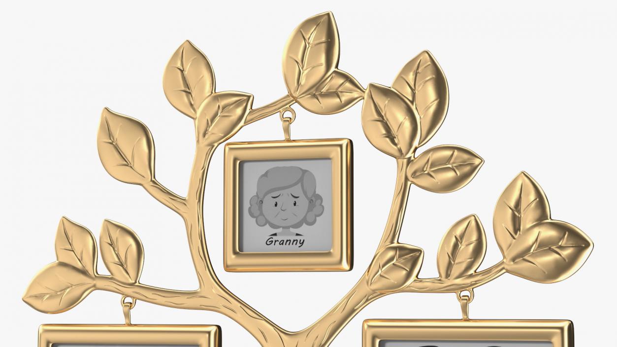 3D Golden Family Tree and Hanging Photo Frames model