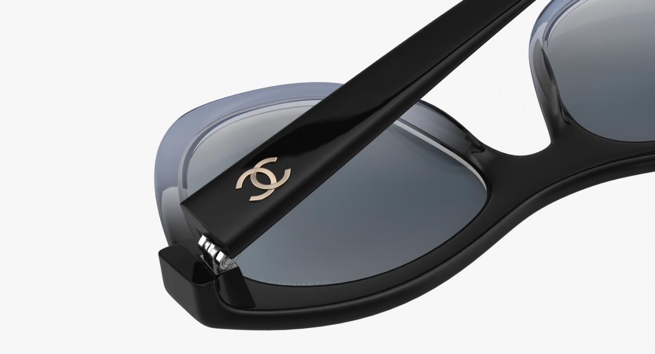 3D Chanel Butterfly Pearl Polarized Sunglasses Blue model