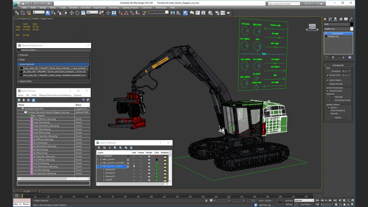 Tracked Harvester Generic Rigged 3D