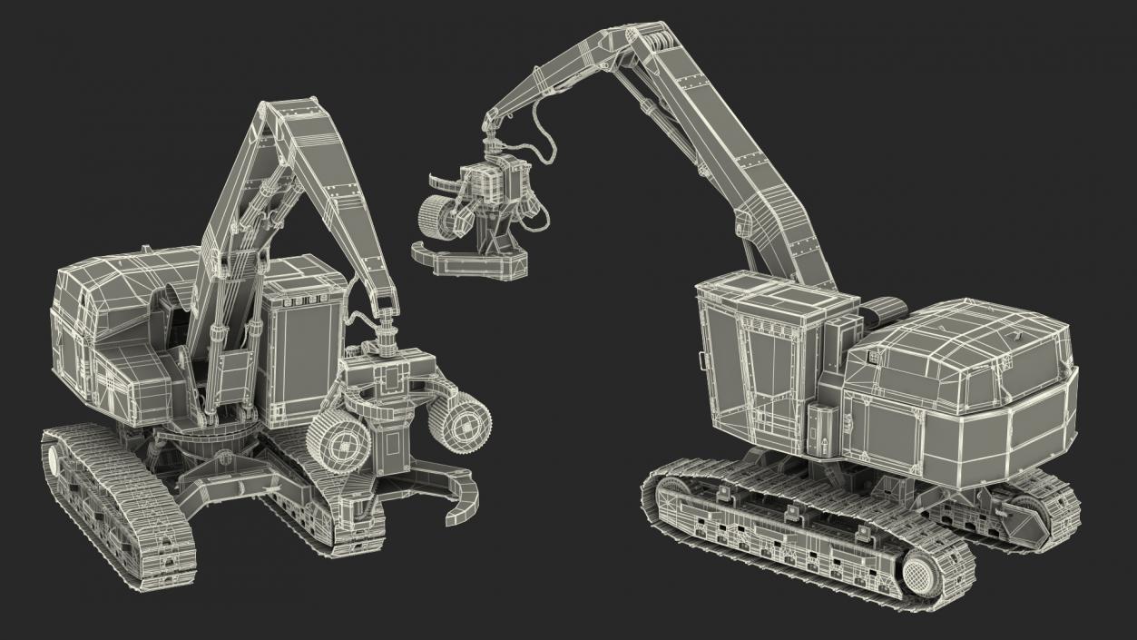 Tracked Harvester Generic Rigged 3D