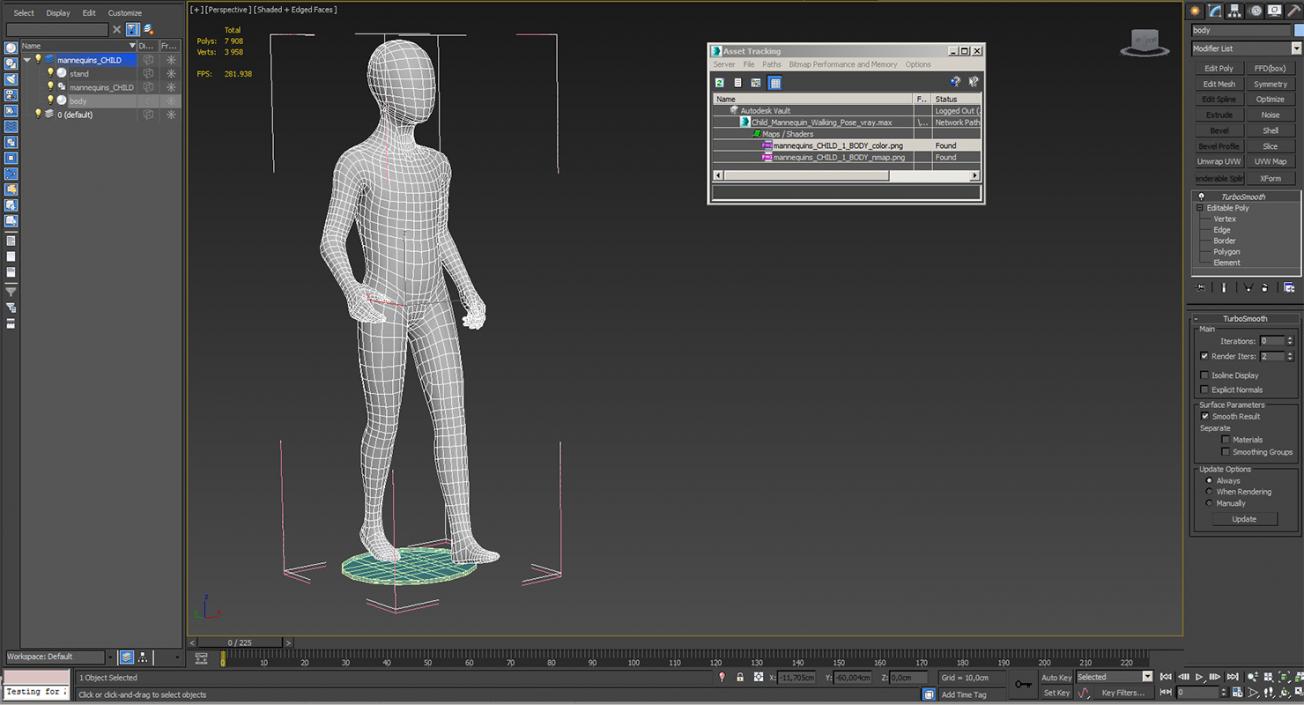 3D Child Mannequin Walking Pose model