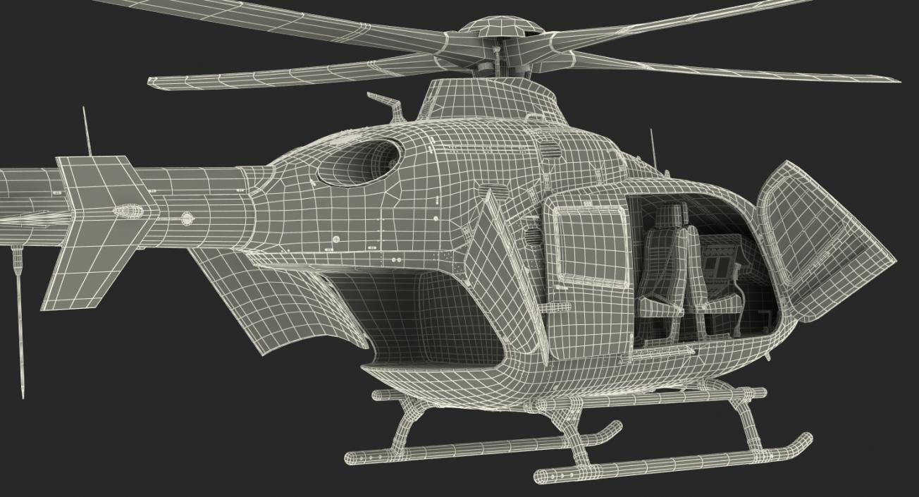 3D Civil Helicopter Eurocopter EC-135 Rigged