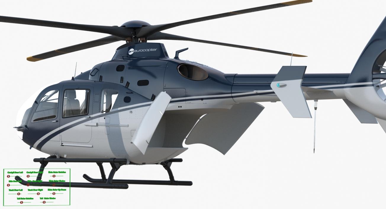 3D Civil Helicopter Eurocopter EC-135 Rigged