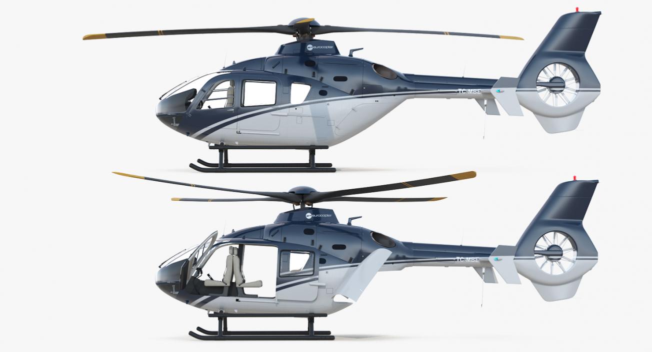 3D Civil Helicopter Eurocopter EC-135 Rigged