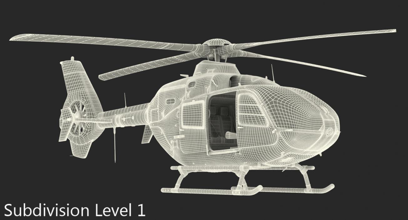 3D Civil Helicopter Eurocopter EC-135 Rigged