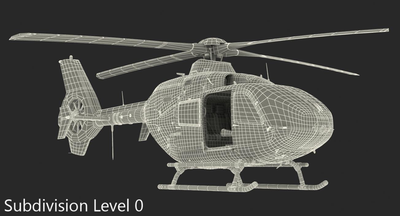 3D Civil Helicopter Eurocopter EC-135 Rigged