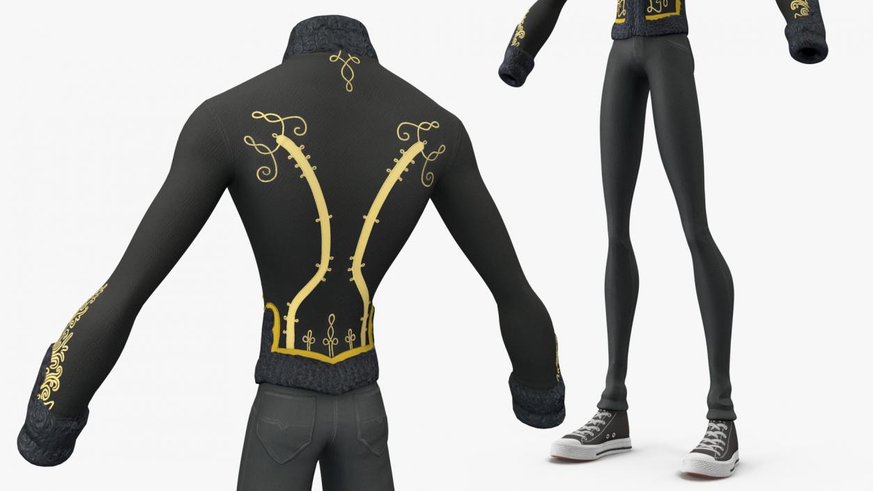 3D Cartoon Style Cavalry Jacket and Pants model