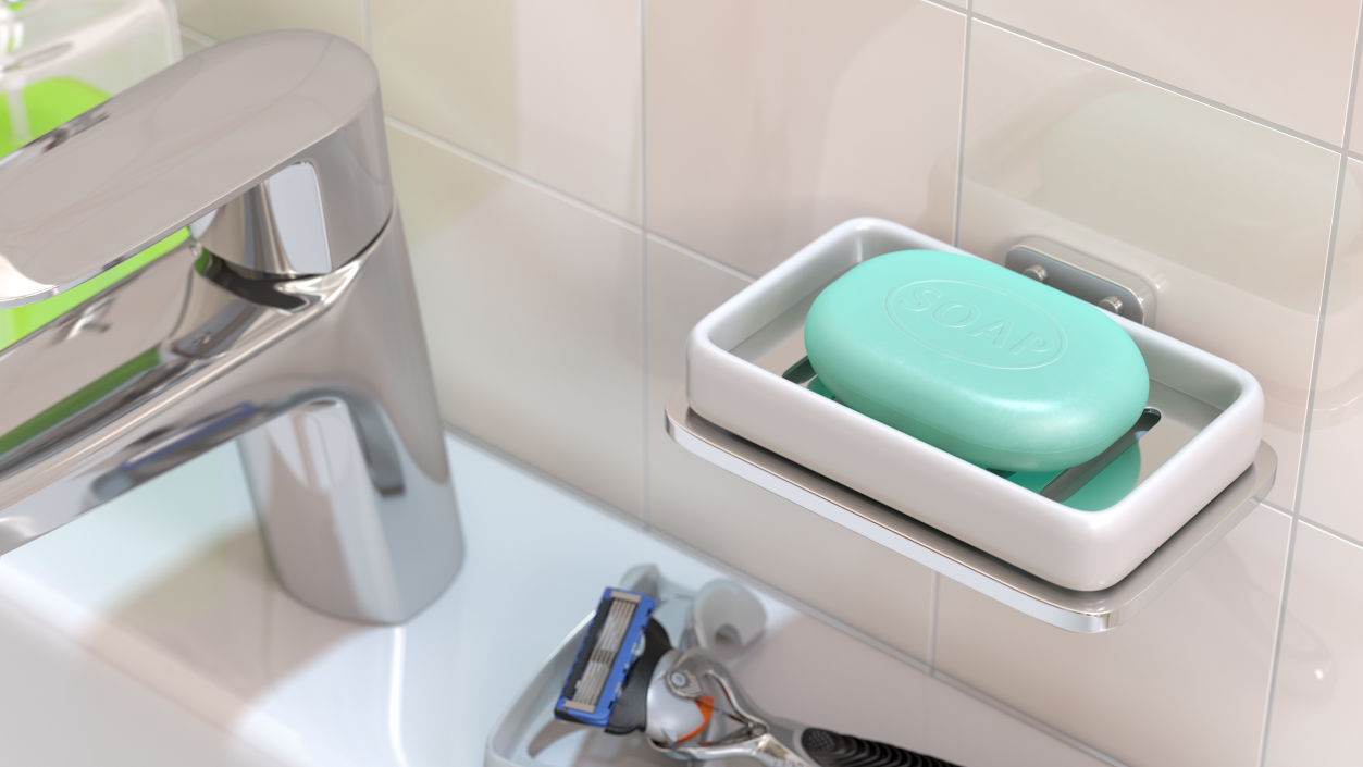 3D Sky Blue Bath Soap model