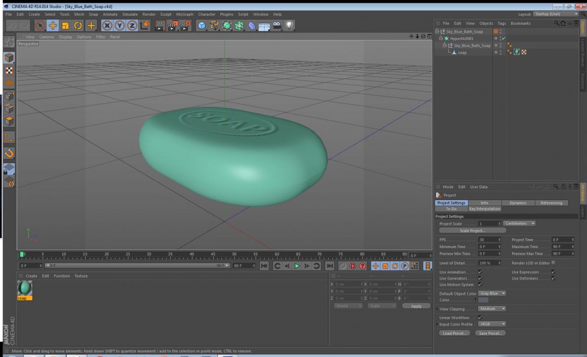 3D Sky Blue Bath Soap model