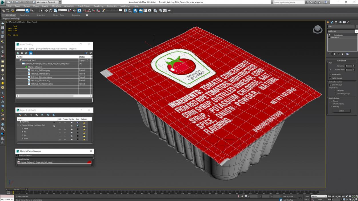 Tomato Ketchup Mini Sauce Pot 3D model