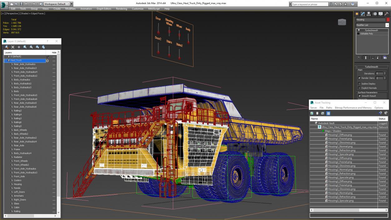 Ultra Class Haul Truck Dirty Rigged for Cinema 4D 3D model