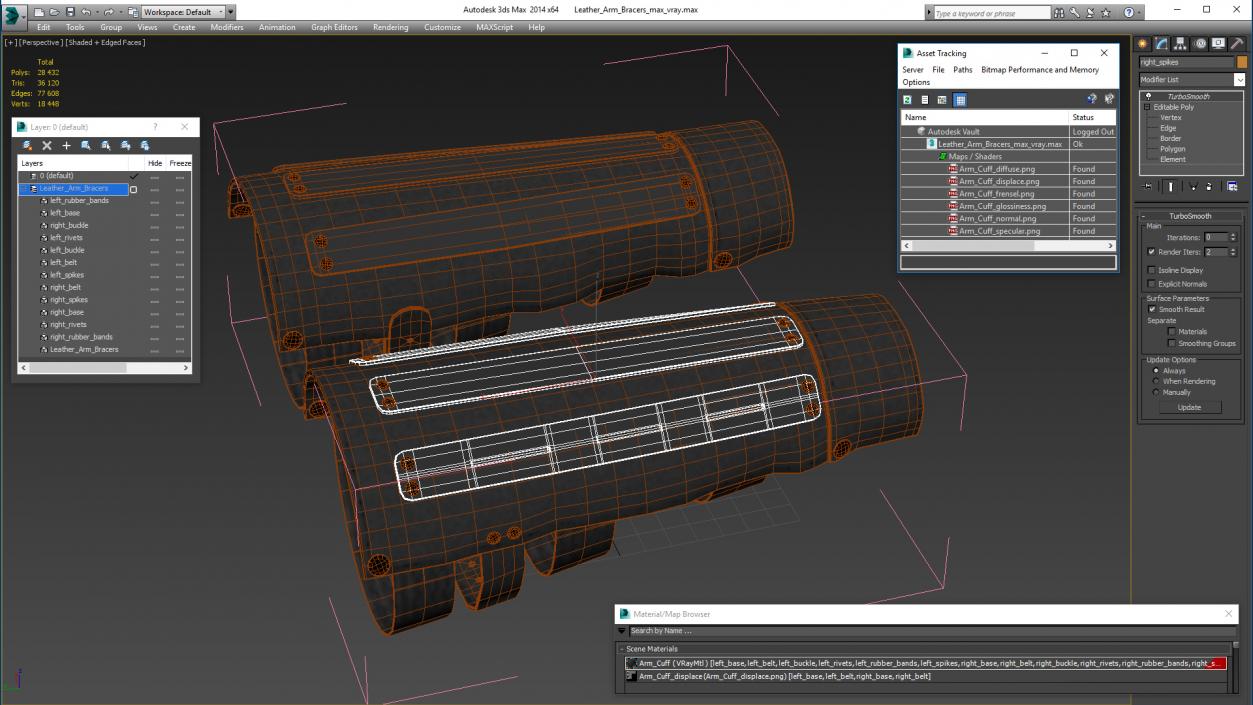 Leather Arm Bracers 3D model