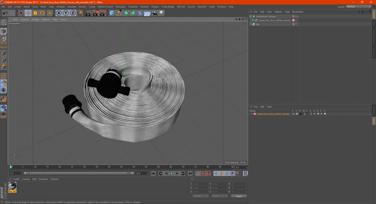 Coiled Fire Hose White Canvas 3D model