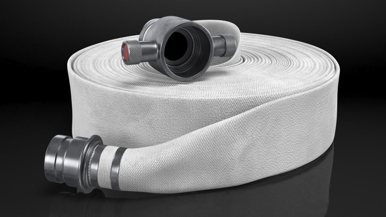 Coiled Fire Hose White Canvas 3D model