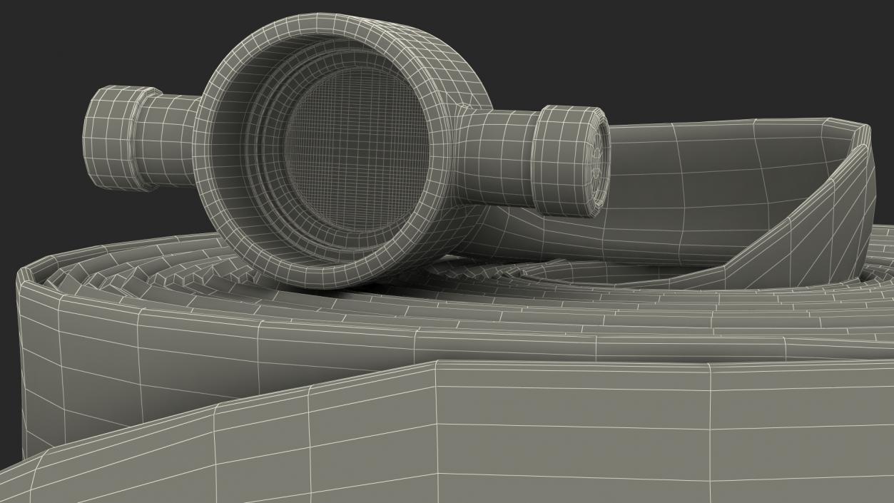 Coiled Fire Hose White Canvas 3D model