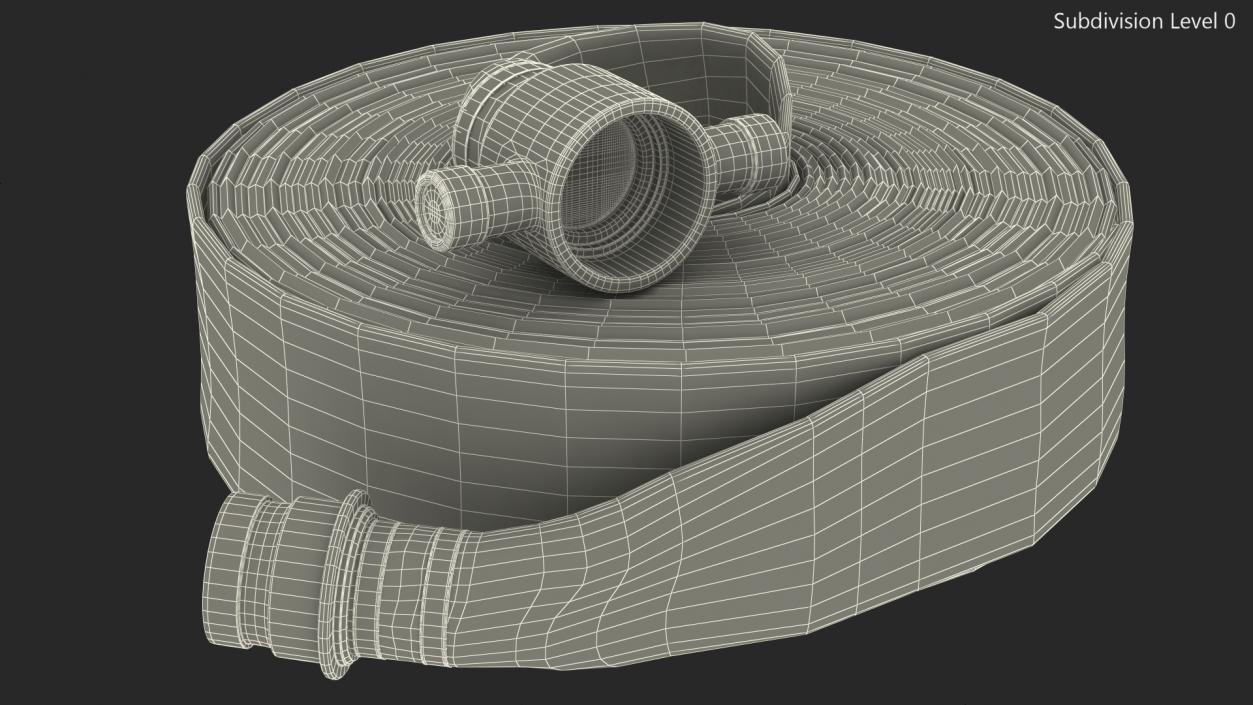 Coiled Fire Hose White Canvas 3D model