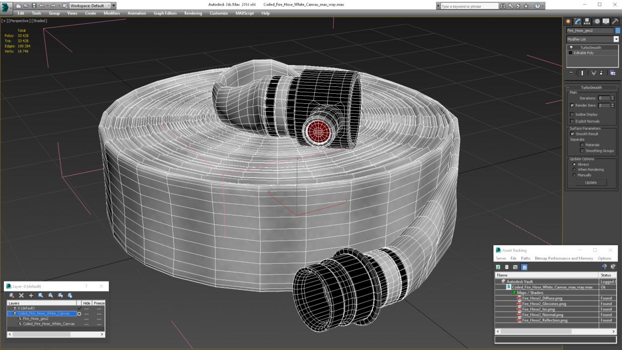 Coiled Fire Hose White Canvas 3D model