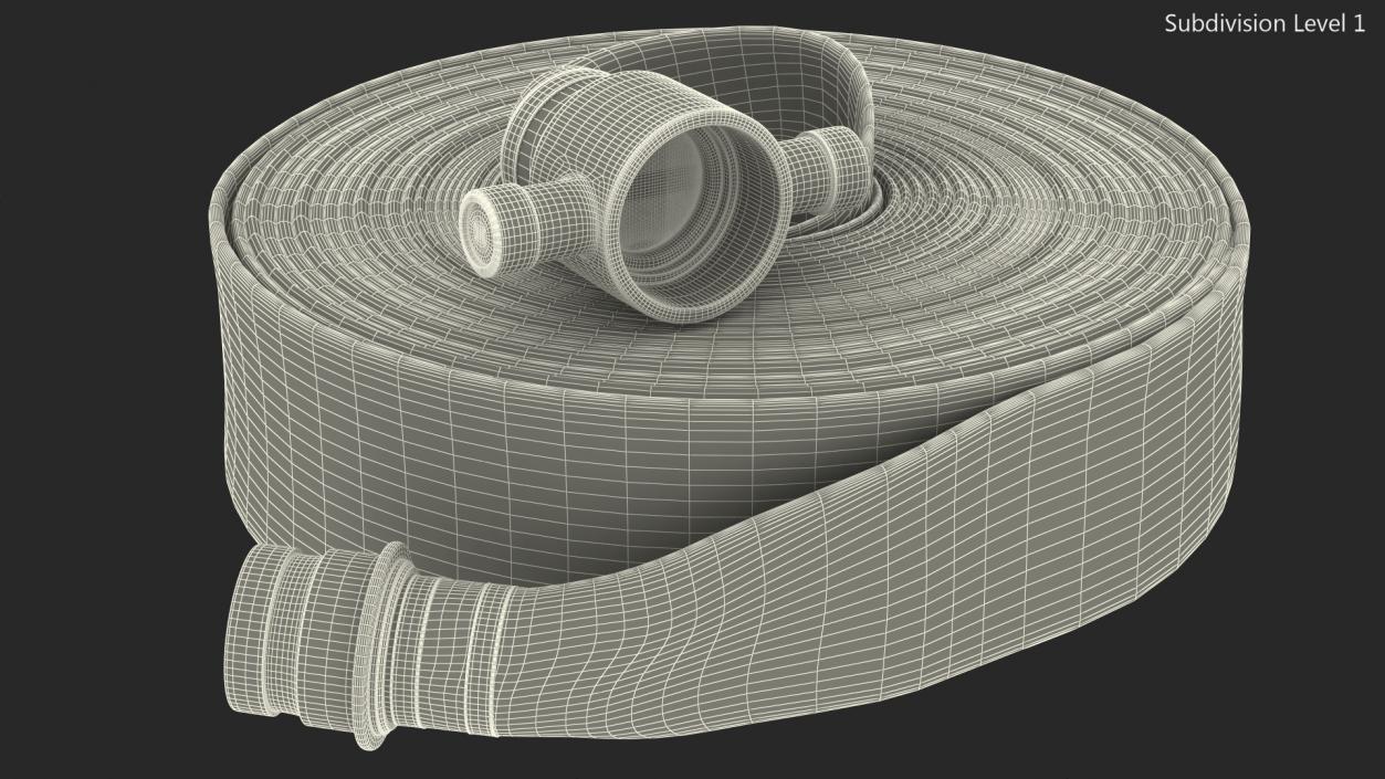 Coiled Fire Hose White Canvas 3D model