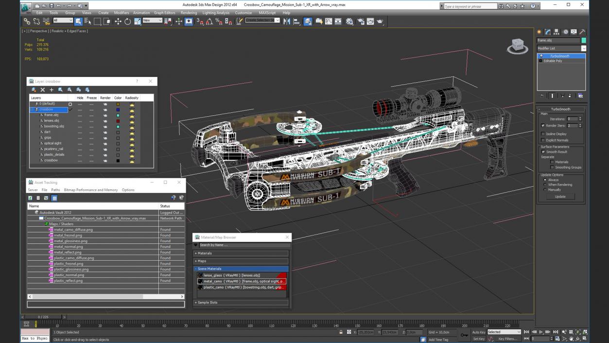 Crossbow Camouflage Mission Sub-1 XR with Arrow 3D