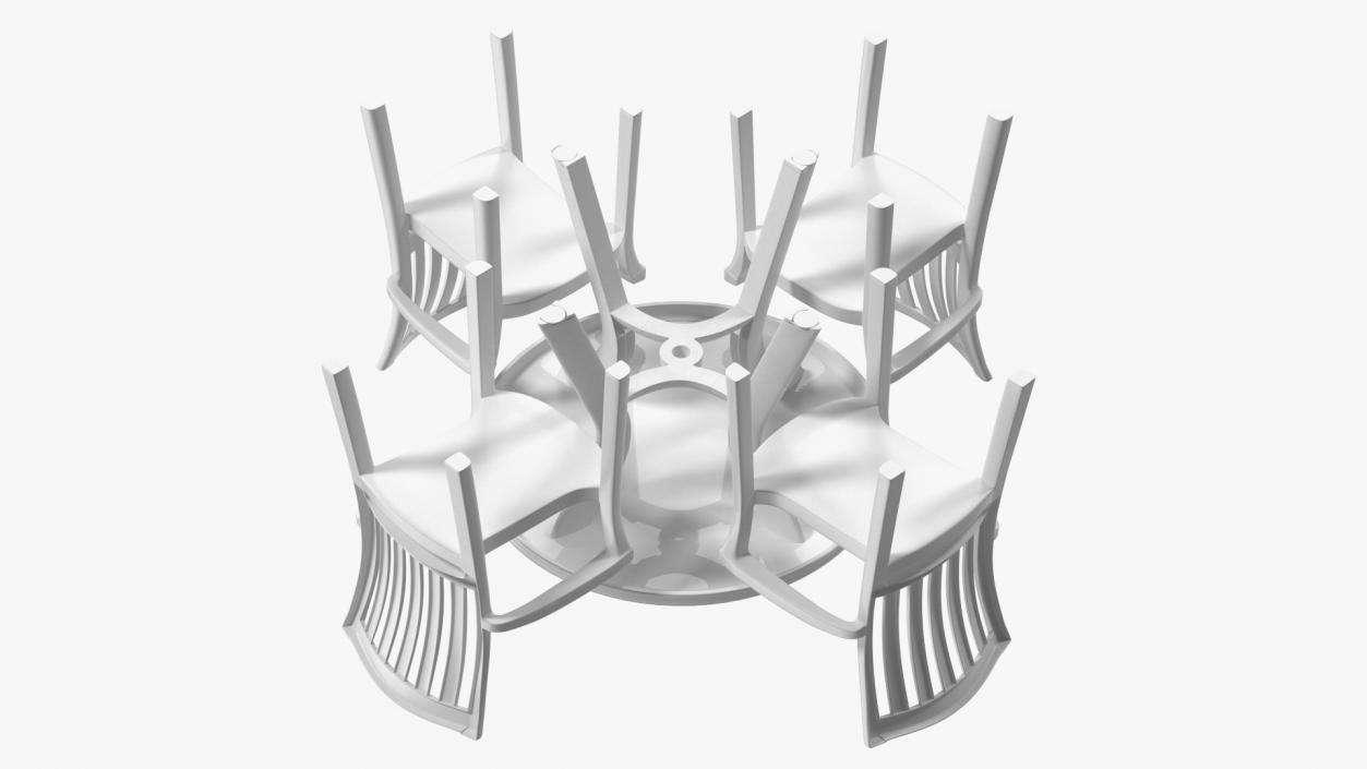 3D White Plastic Table With Chairs