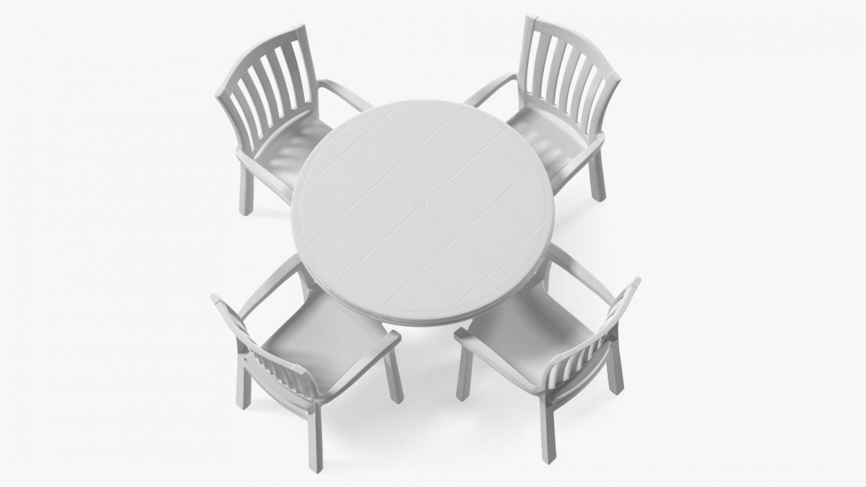 3D White Plastic Table With Chairs