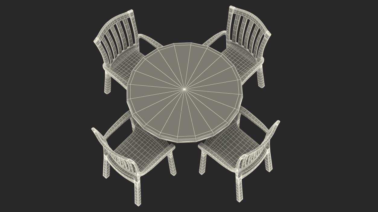 3D White Plastic Table With Chairs