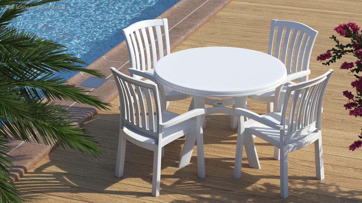 3D White Plastic Table With Chairs