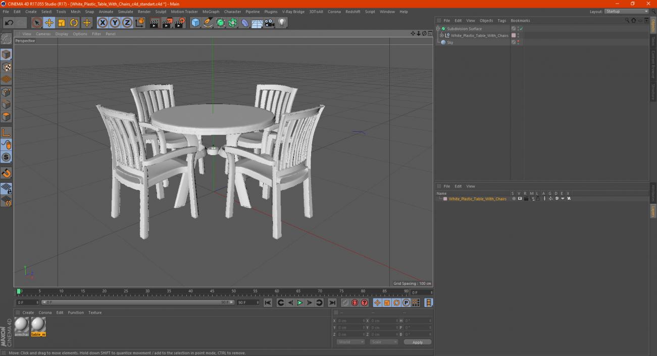 3D White Plastic Table With Chairs