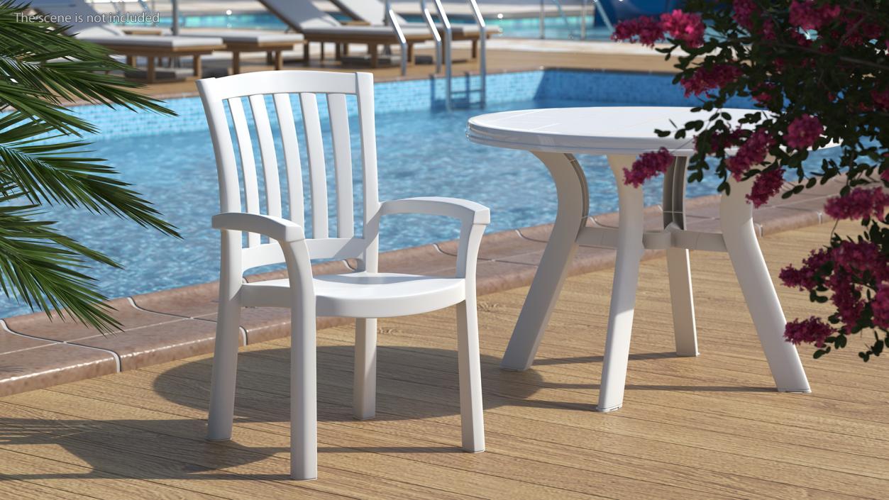 3D White Plastic Table With Chairs