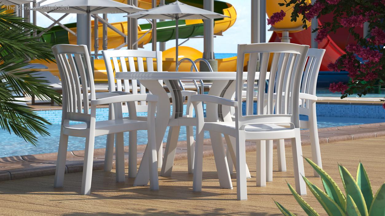 3D White Plastic Table With Chairs