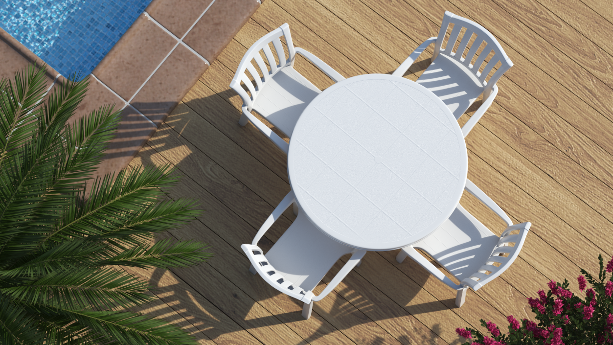 3D White Plastic Table With Chairs